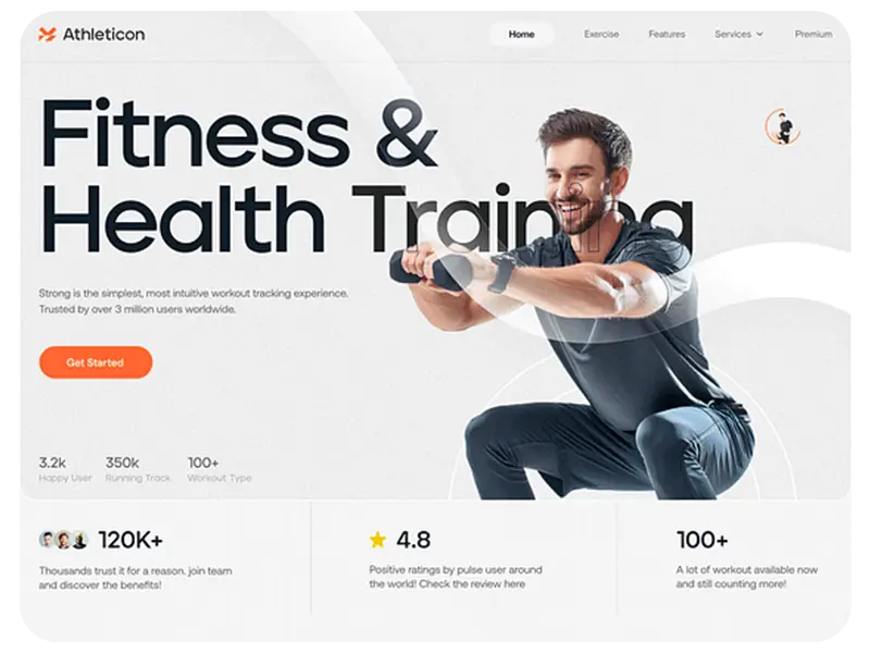 website Header Example for fitness professionals